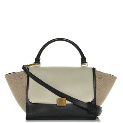 Celine Smooth Calfskin Canvas Small Tri-Color Trapeze Cream 1 of 6