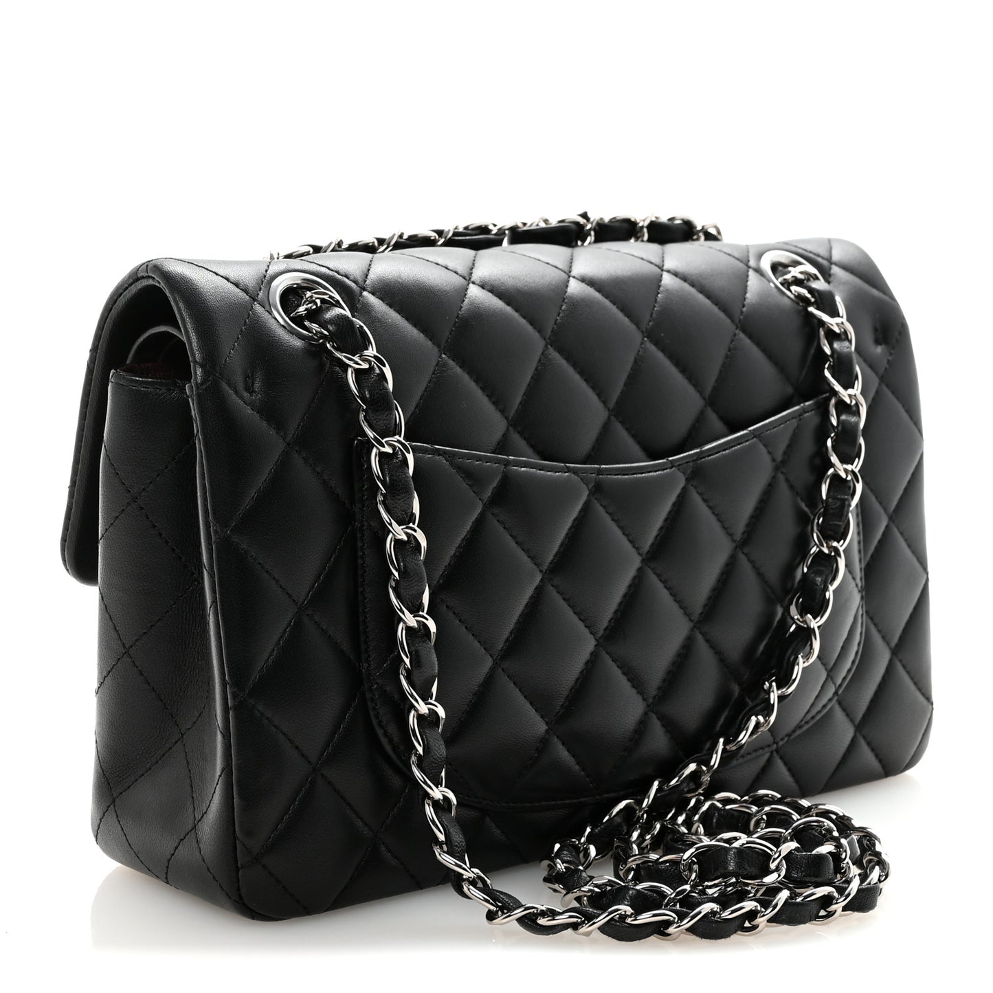 Lambskin Quilted Small Double Flap Black