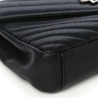 Saint Laurent Sheepskin Matelasse Chevron Monogram Medium College Bag Black 7 of 20