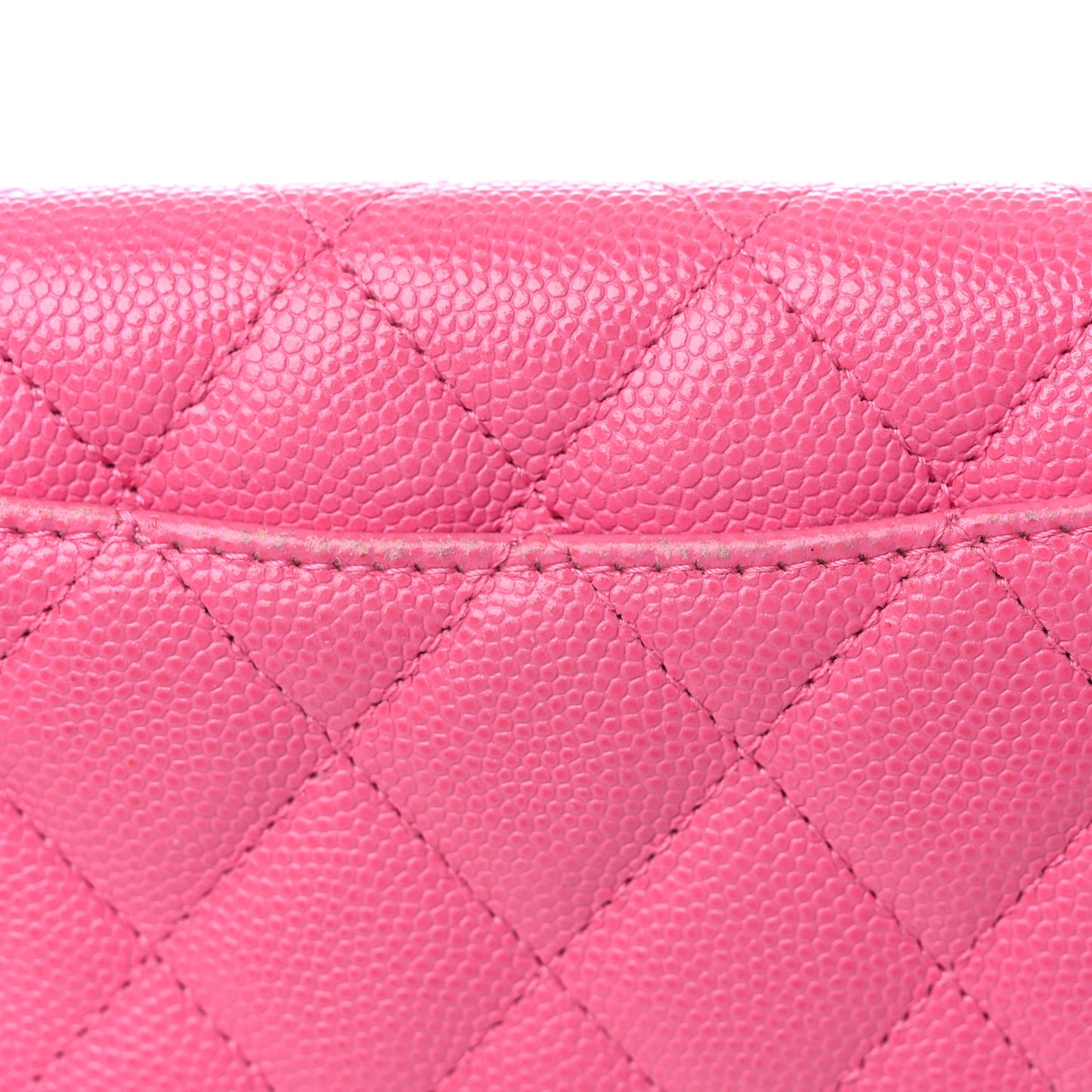 Caviar Quilted Flap Card Holder Wallet Pink