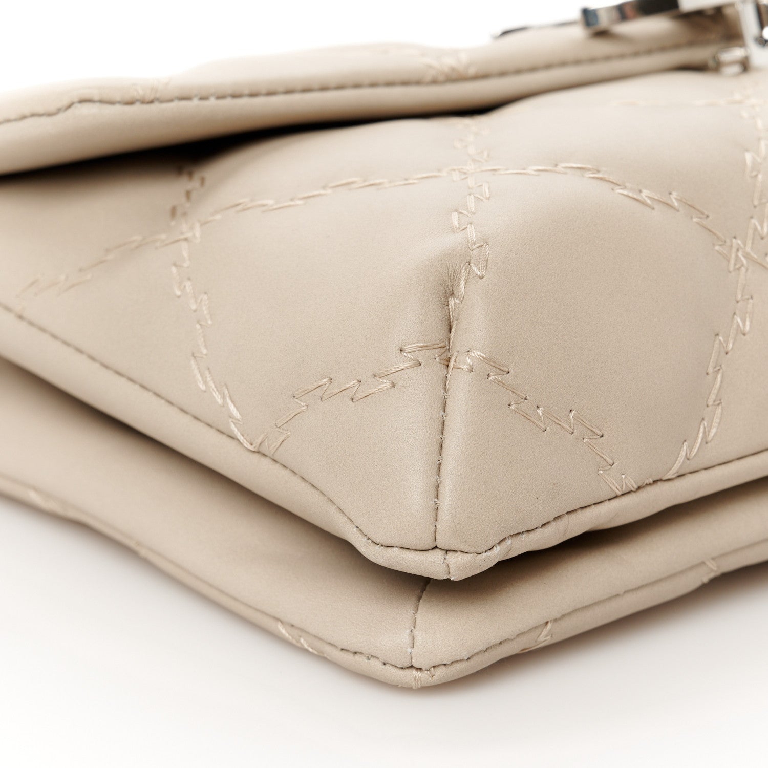 Chanel Calfskin Quilted Double Stitch Hamptons Clutch with Chain Beige Clair 10 of 11