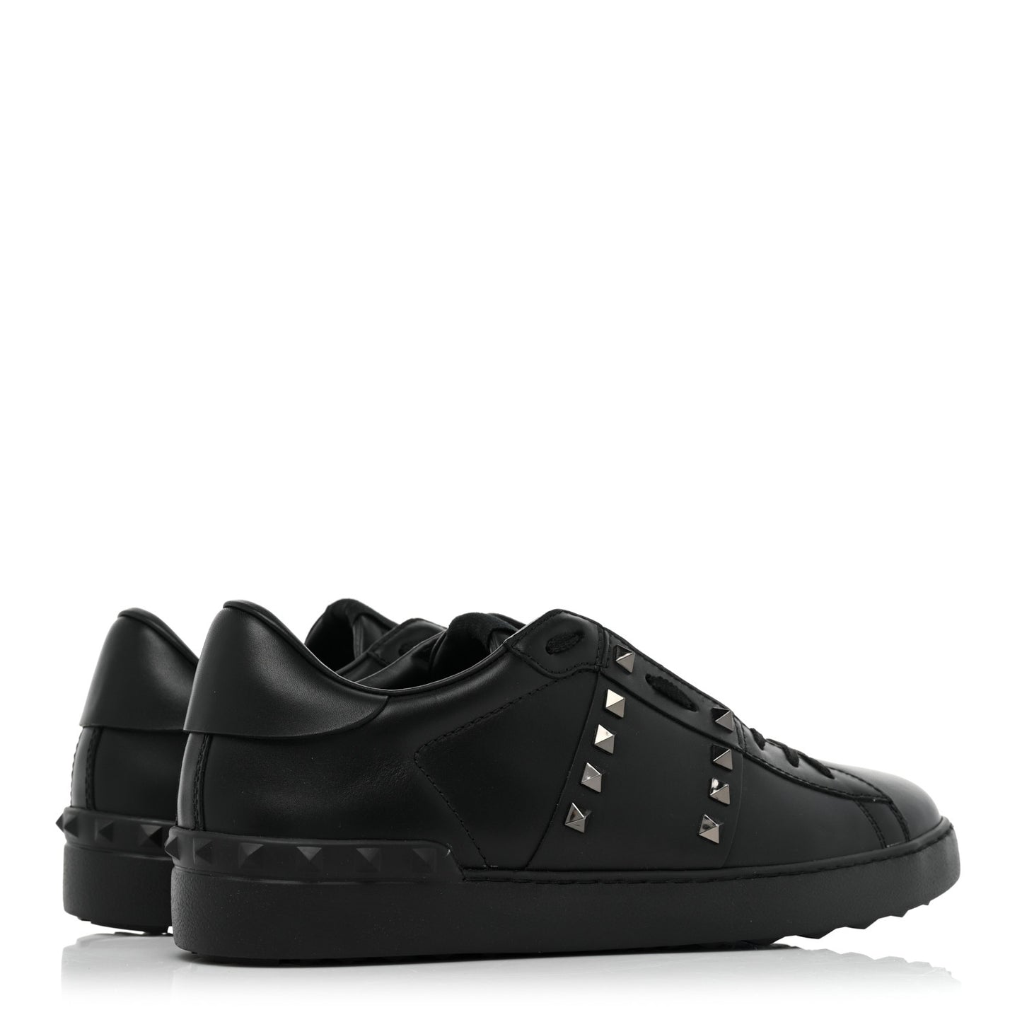 Calfskin Mens Rockstud Untitled Open Sneakers 42 Black