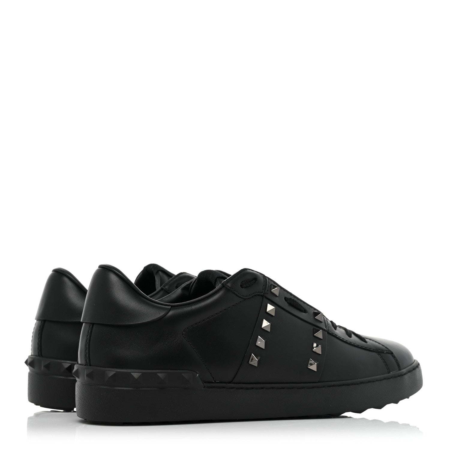 Valentino Garavani Calfskin Mens Rockstud Untitled Open Sneakers 42 Black 5 of 13