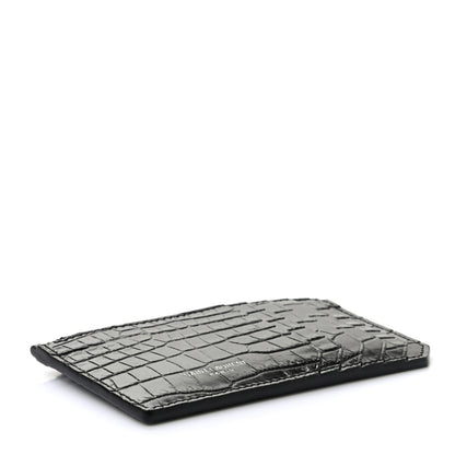 Saint Laurent Calfskin Crocodile Embossed 5 Fragments Zip Pouch Card Holder 4 of 7