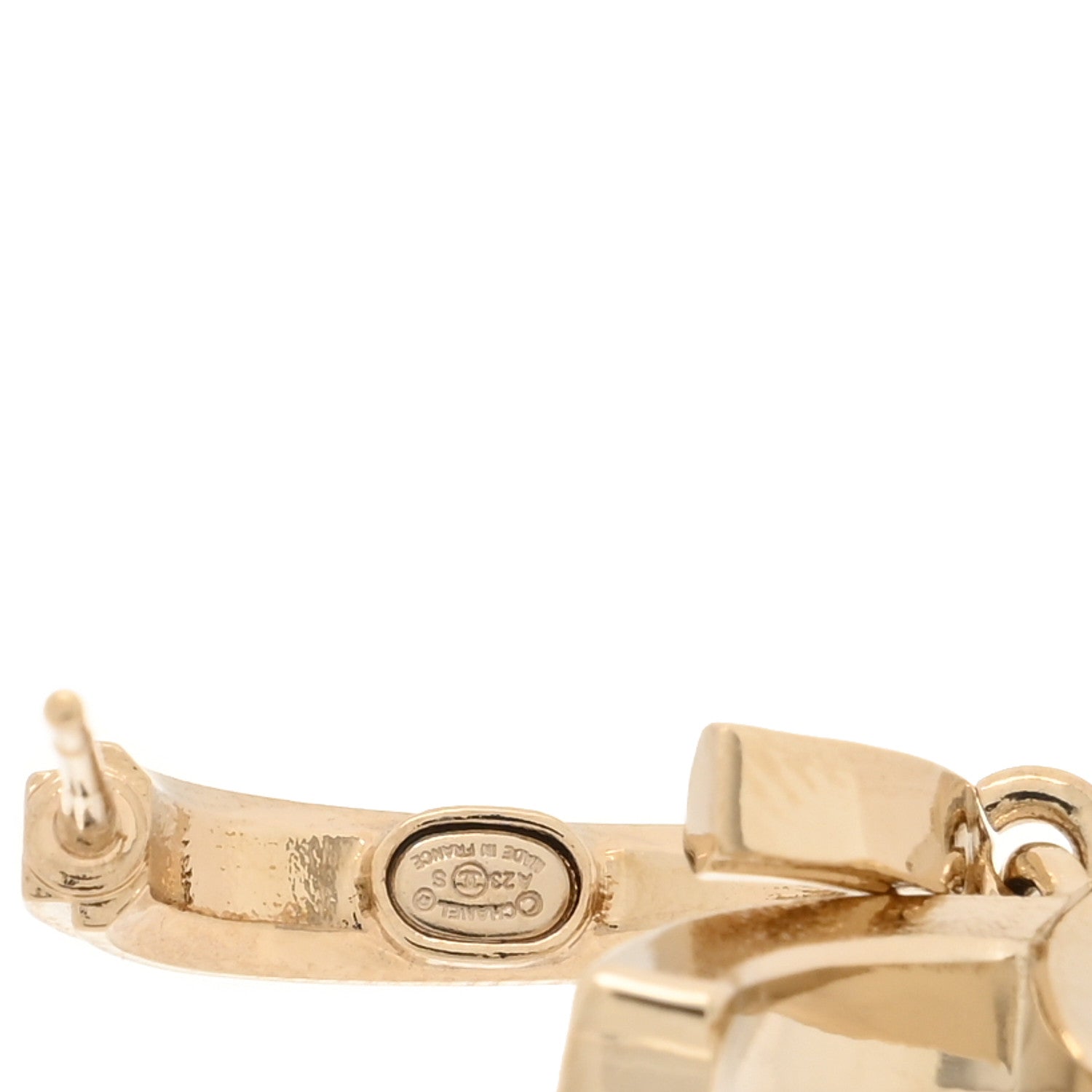 Chanel Metal Crystal CC Hoop Drop Earrings Gold 4 of 4
