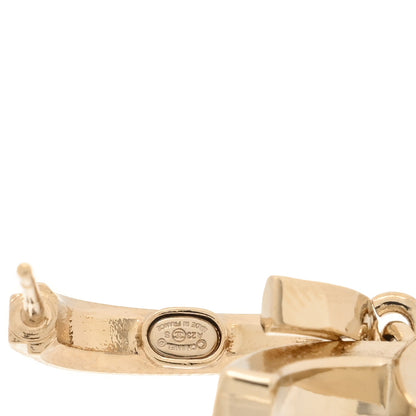 Chanel Metal Crystal CC Hoop Drop Earrings Gold 4 of 4