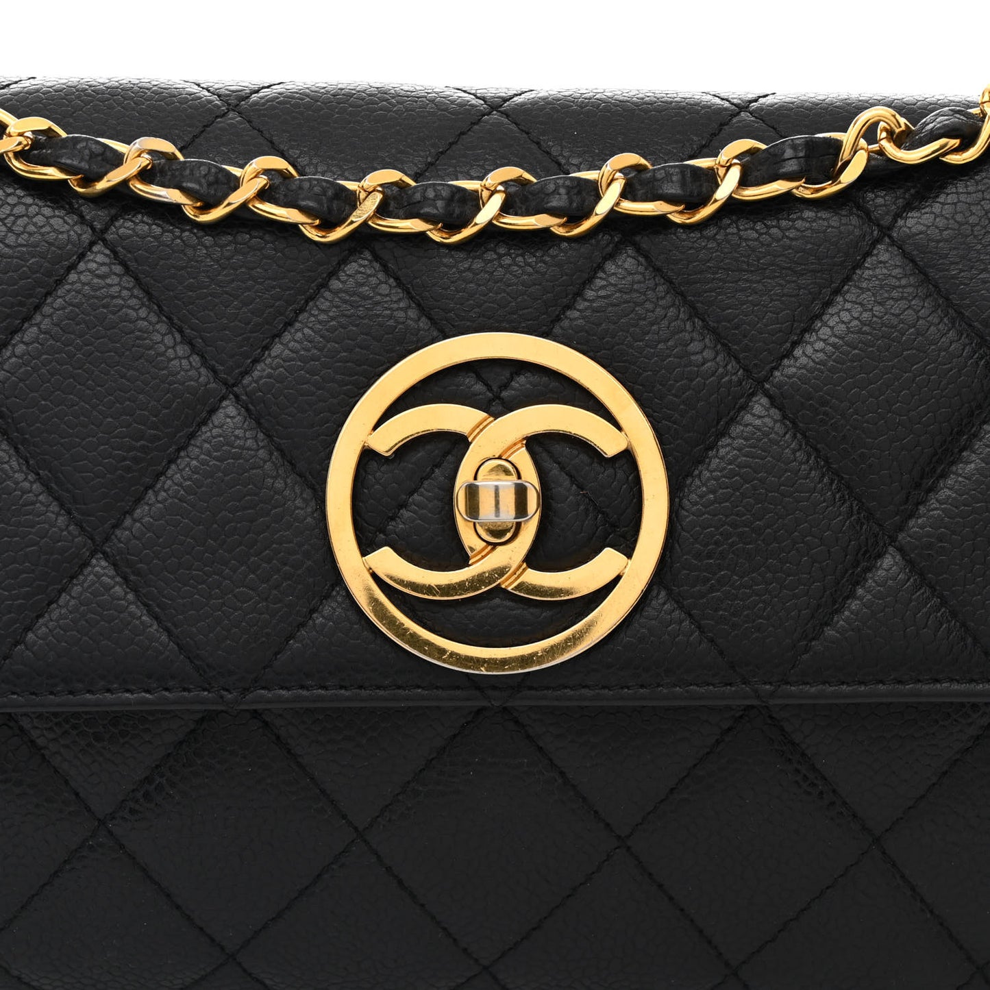 Caviar Quilted East West CC Flap Black