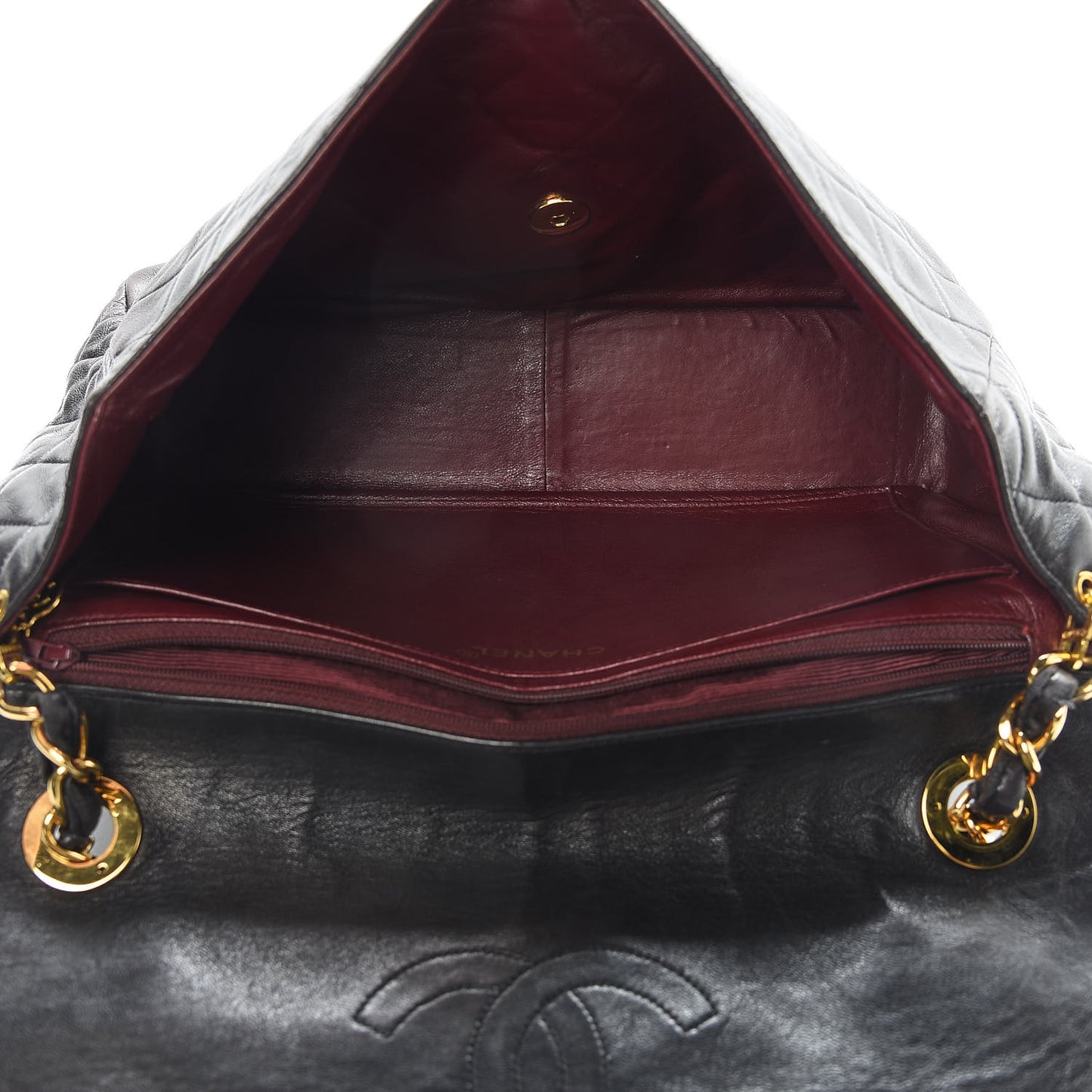 Lambskin Quilted Jumbo Single Flap Black