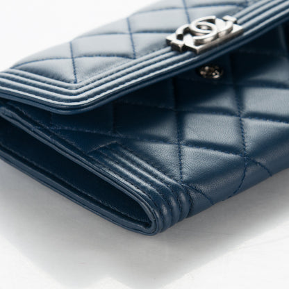 Chanel Lambskin Quilted Boy Card Holder Wallet Navy 8 of 9