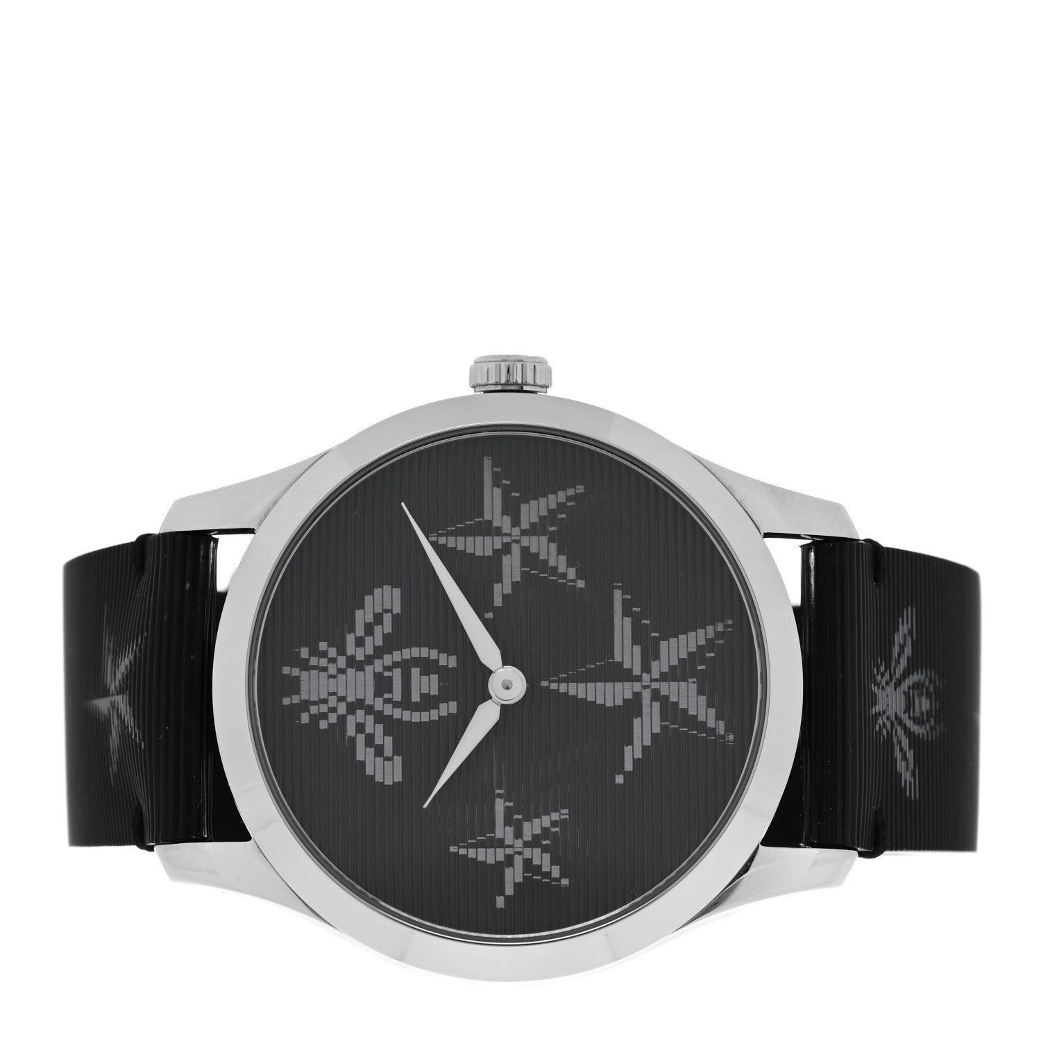 Gucci Stainless Steel Calfskin 38mm G-Timeless Bee Star Hologram Quartz Watch Black 2 of 4