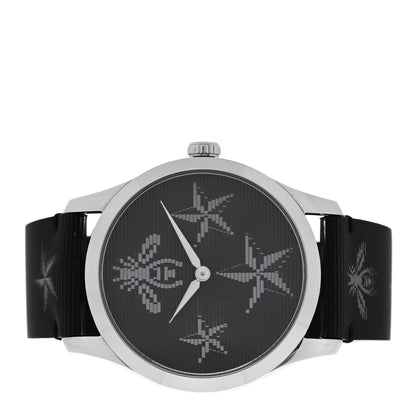 Gucci Stainless Steel Calfskin 38mm G-Timeless Bee Star Hologram Quartz Watch Black 2 of 4