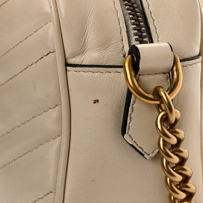 Gucci Calfskin Matelasse Small GG Marmont Chain Shoulder Bag White 14 of 15