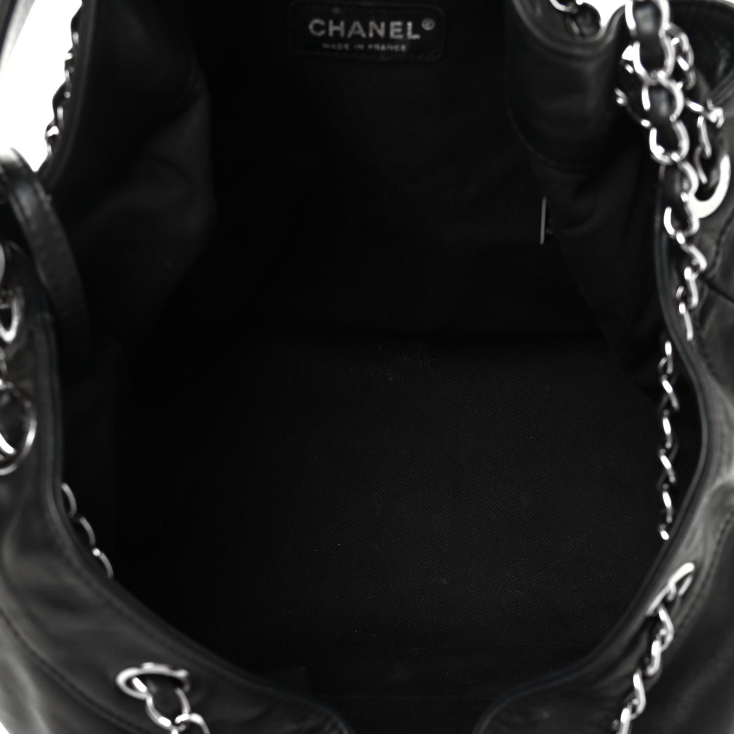 Chanel Calfskin Drawstring CC Bucket Bag Black 4 of 4