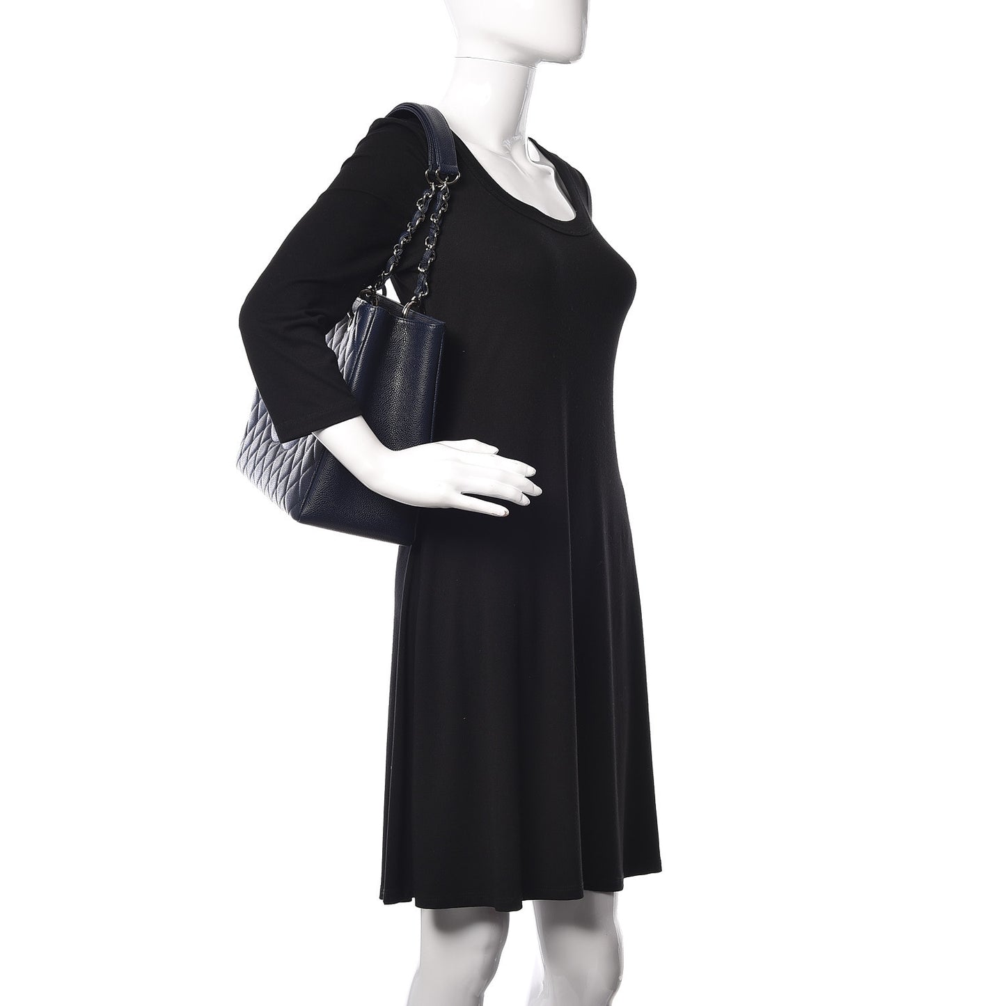 Caviar Quilted Grand Shopping Tote GST Navy Blue