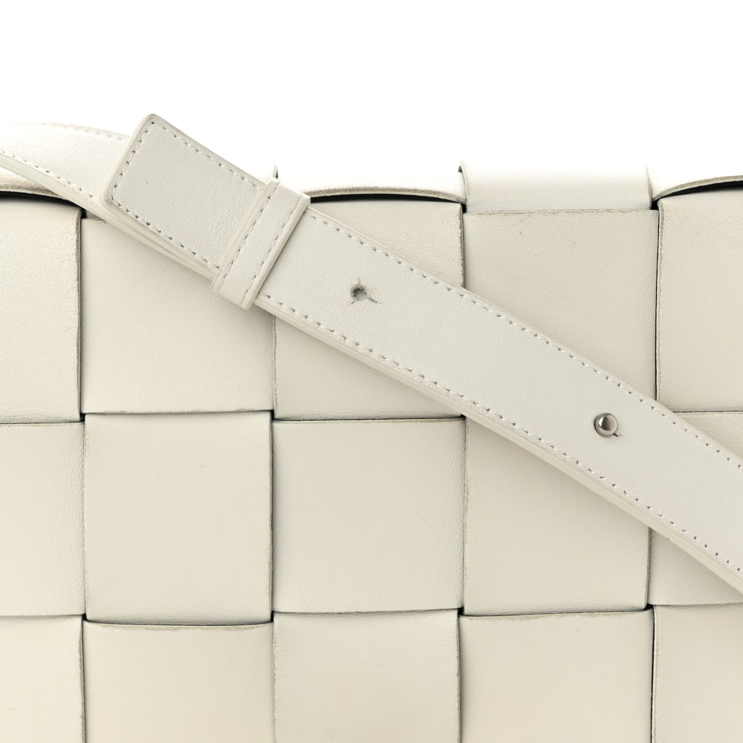 Lambskin Maxi Intrecciato Cassette Crossbody Bag White