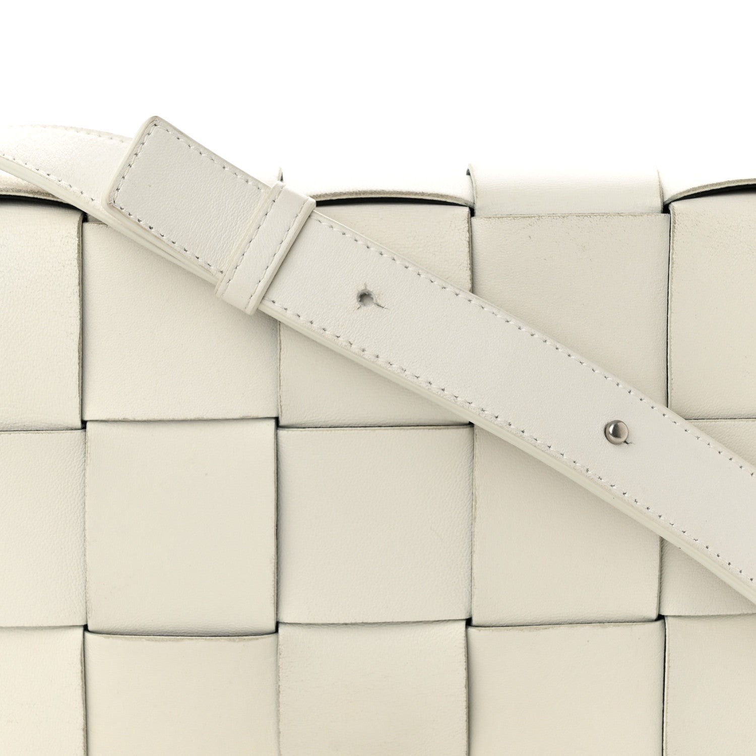 Bottega Veneta Lambskin Maxi Intrecciato Cassette Crossbody Bag White 9 of 13