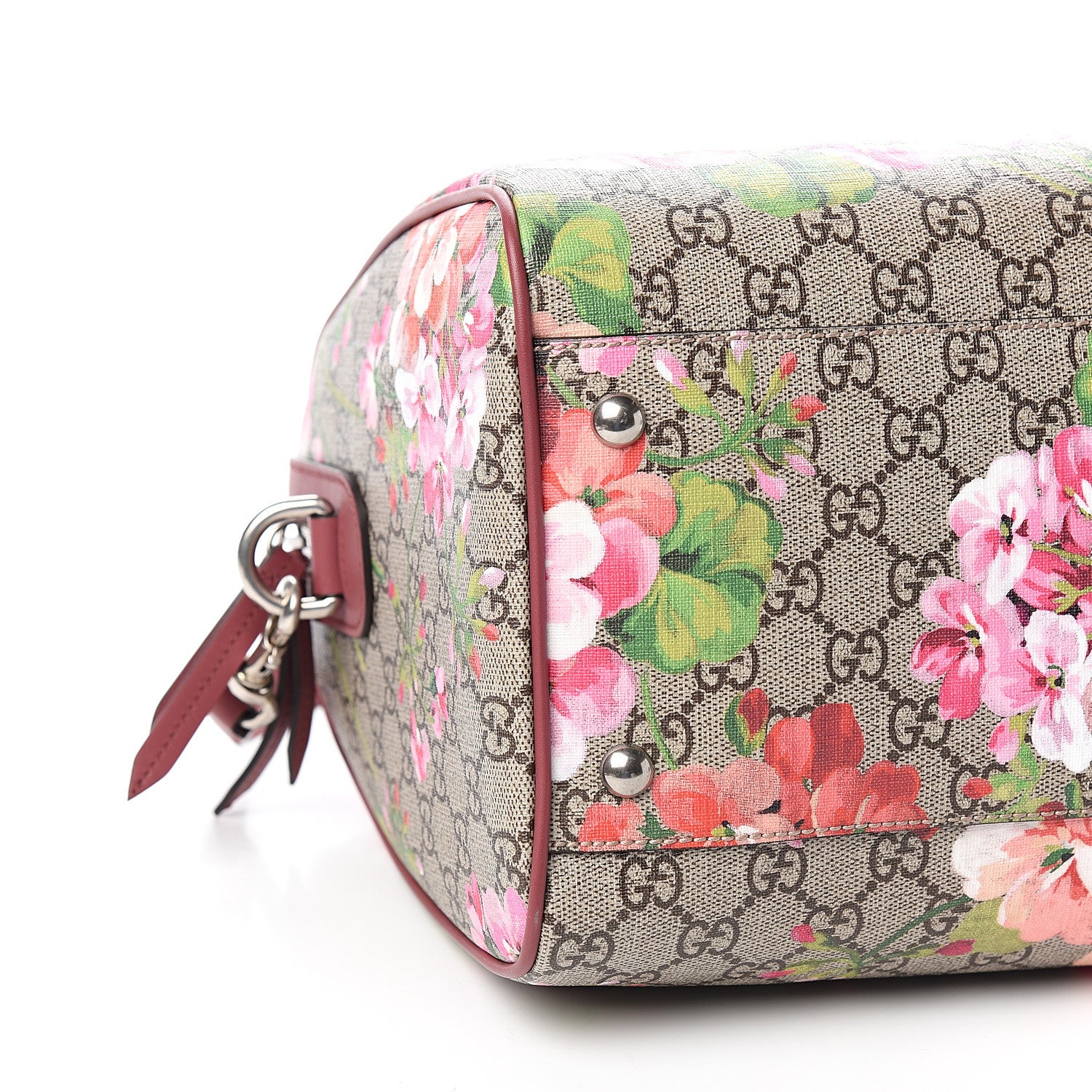 Gucci GG Supreme Monogram Blooms Medium Boston Beige Multicolor Dry Rose 7 of 9