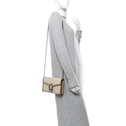 Gucci GG Supreme Monogram Textured Dollar Calfskin Mini Dionysus Chain Wallet Beige Mystic White Oatmeal 2 of 10