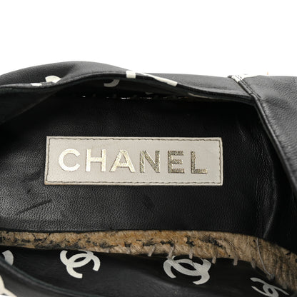 Chanel Lambskin Printed CC Espadrilles 38 Black White 8 of 8