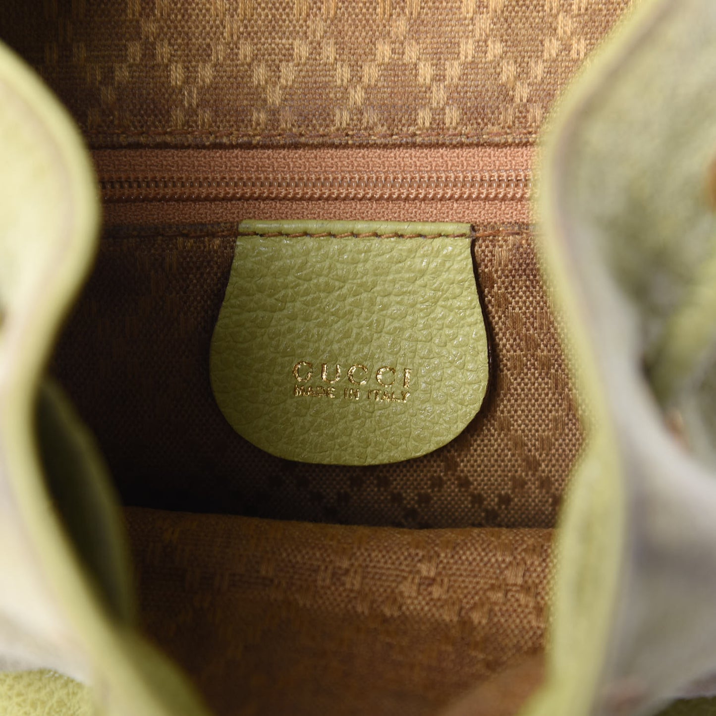 Suede Calfskin Bamboo Backpack Green