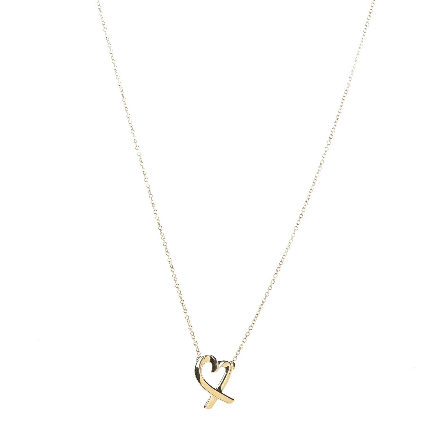 Tiffany 18K Yellow Gold Small Paloma Picasso Loving Heart Pendant Necklace 1 of 7