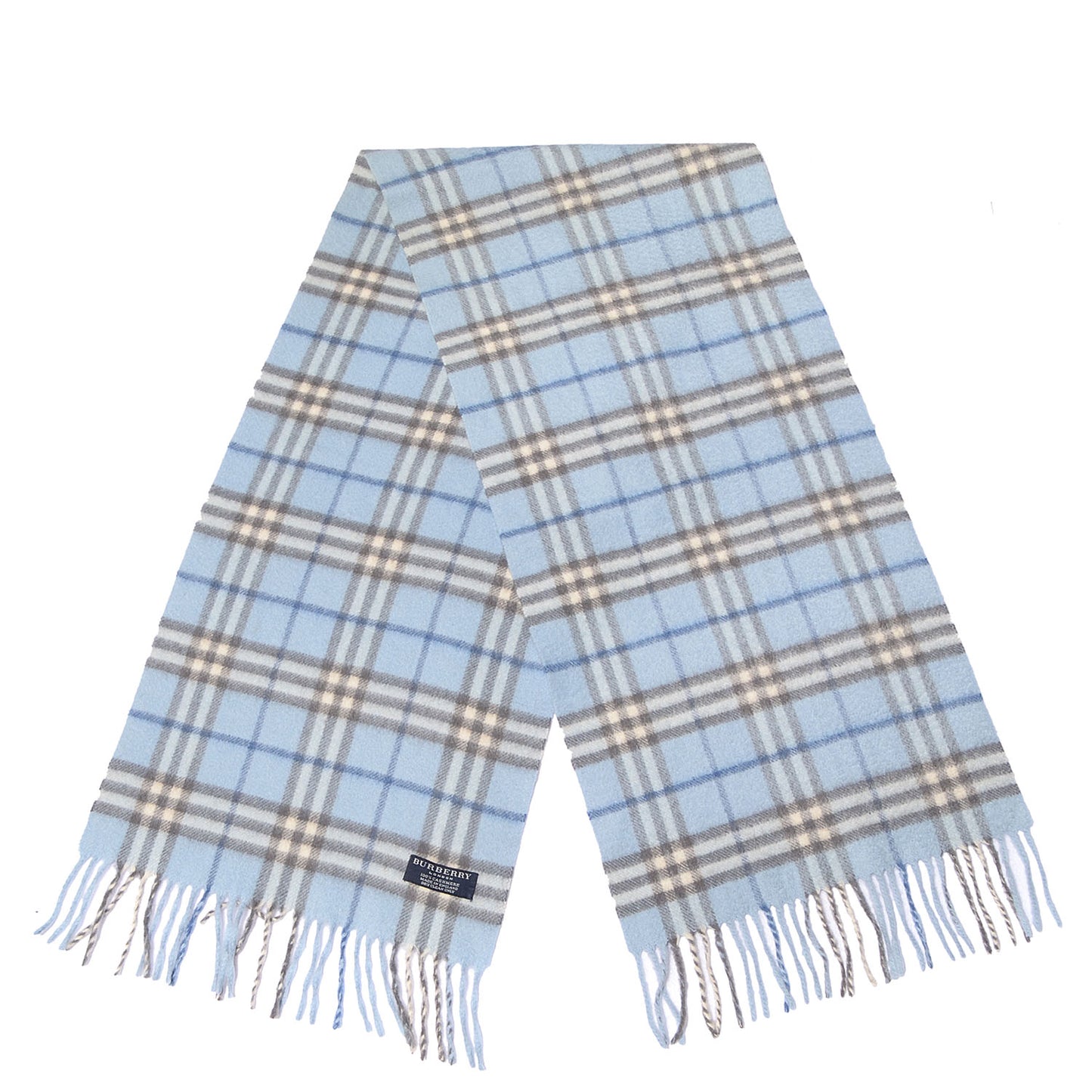 Cashmere Check Scarf Light Blue