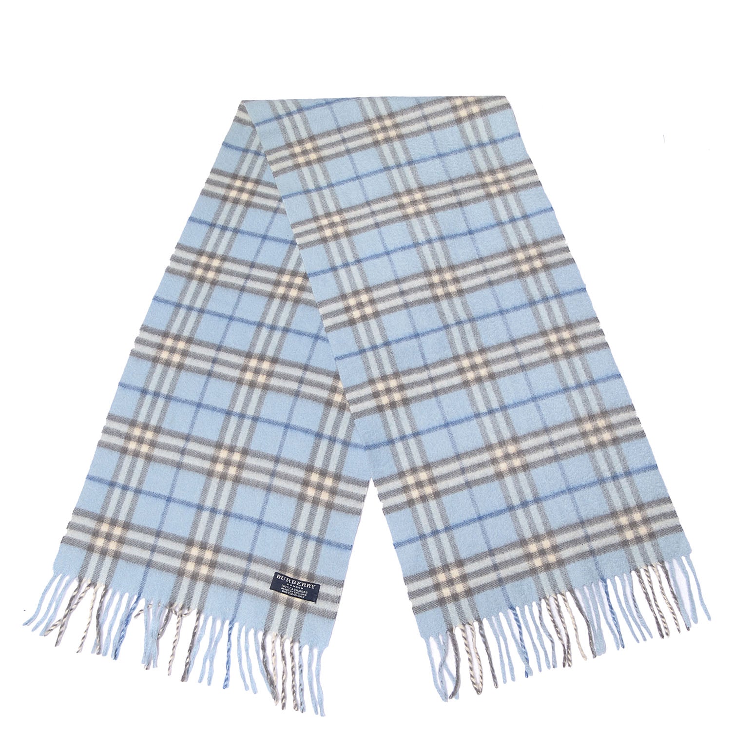 Burberry Cashmere Check Scarf Light Blue 3 of 5