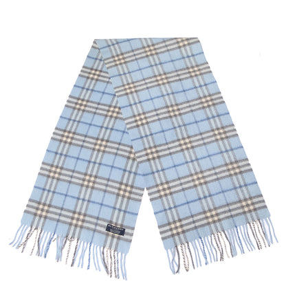 Burberry Cashmere Check Scarf Light Blue 3 of 5