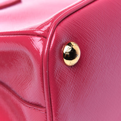 Prada Saffiano Vernice Mini Galleria Double Zip Tote Peonia 12 of 18