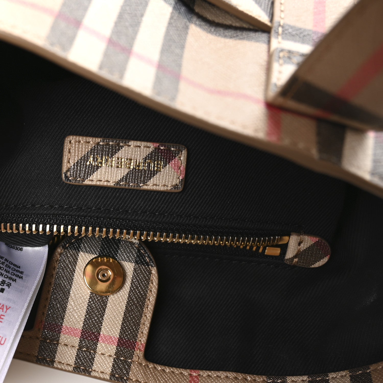 Burberry E-Canvas Check Daphne Tote Archive Beige 7 of 10
