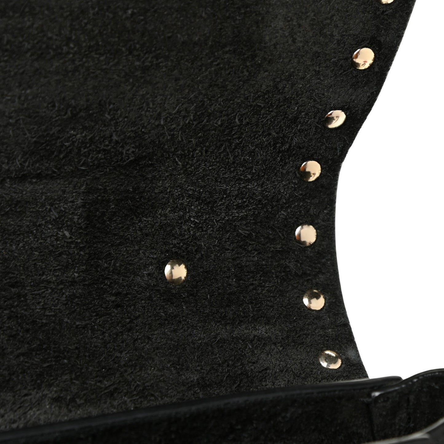 Grained Calfskin Rockstud Saddle Bag Black
