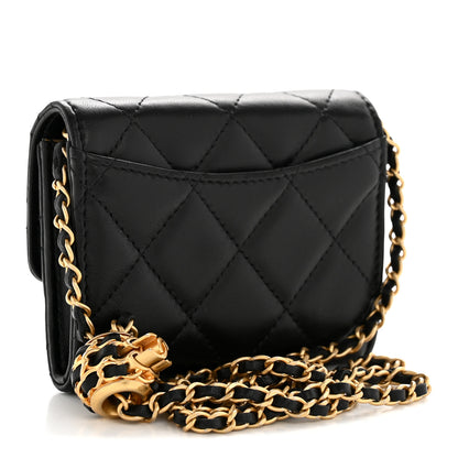 Chanel Lambskin Quilted Pearl Crush Clutch With Chain Black 3 of 14