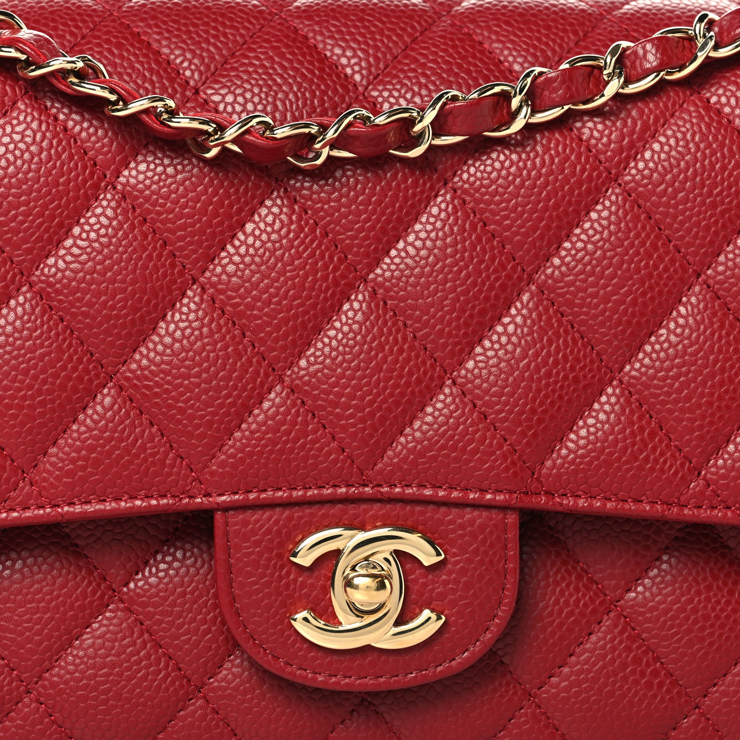 Chanel Caviar Quilted Medium Double Flap Red 8 of 11