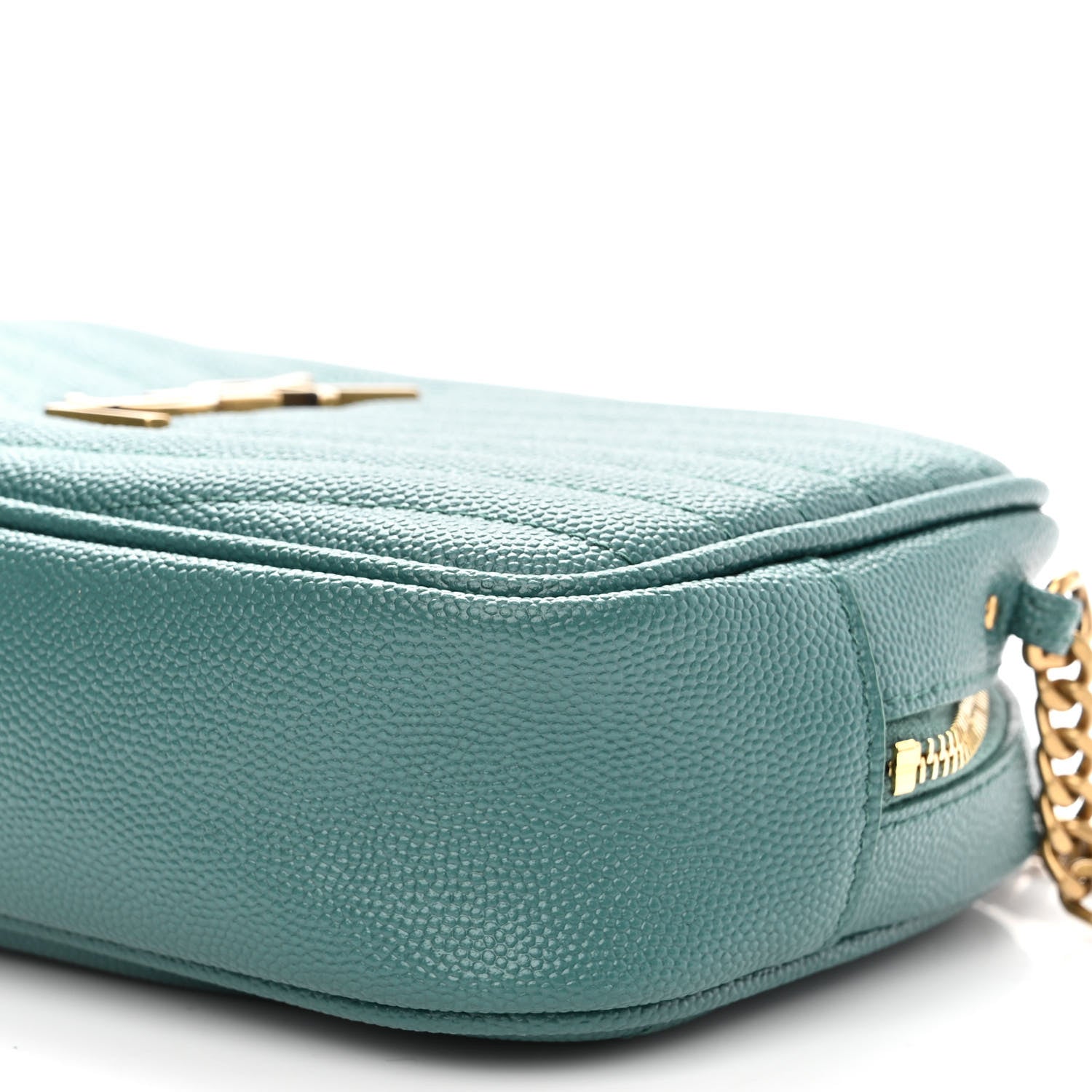 Saint Laurent Grain De Poudre Matelasse Monogram Mini Lou Camera Bag Blue Vert 9 of 9