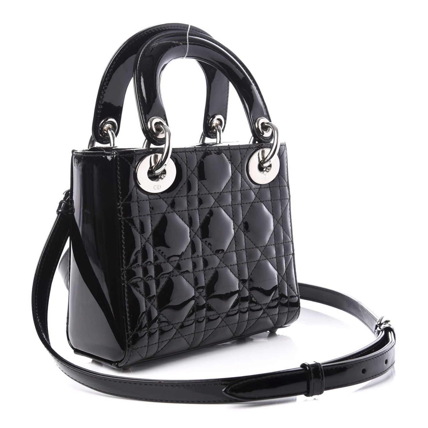 Patent Cannage Mini Lady Dior Black