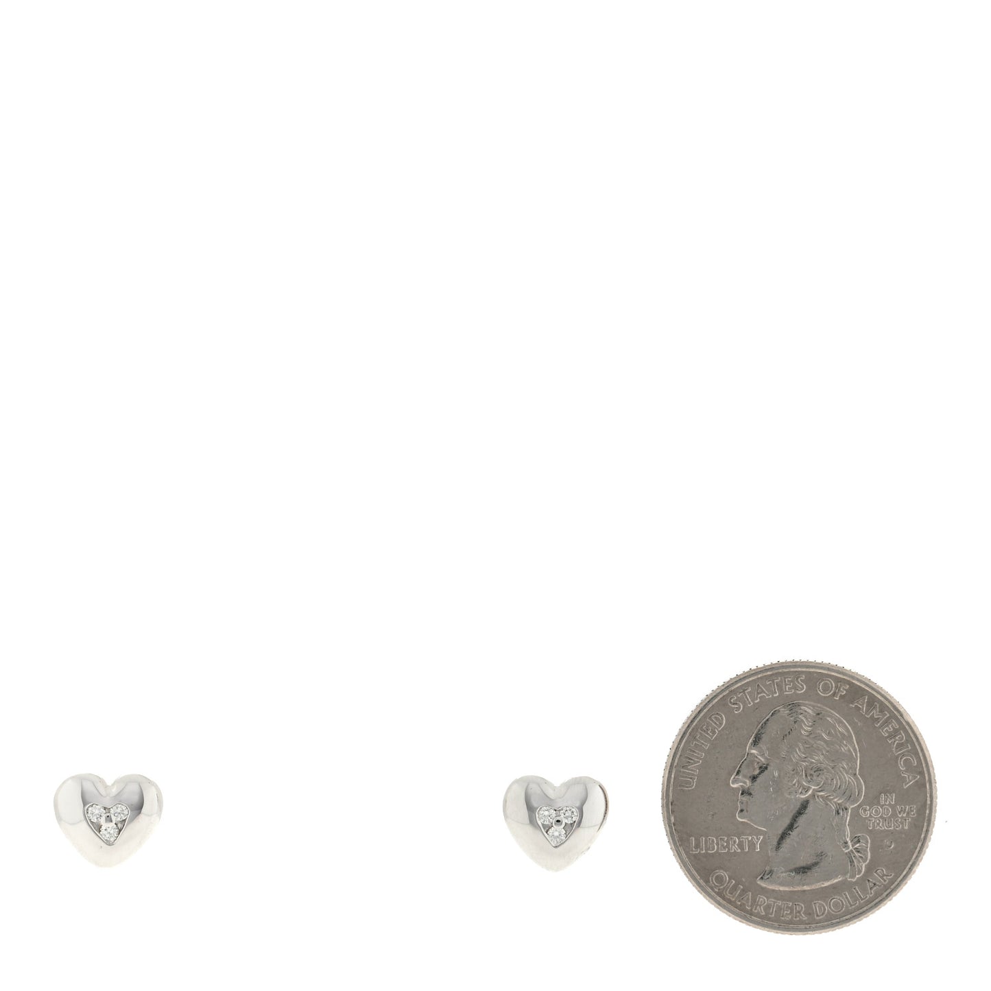 18K White Gold Diamond Heart Stud Earrings