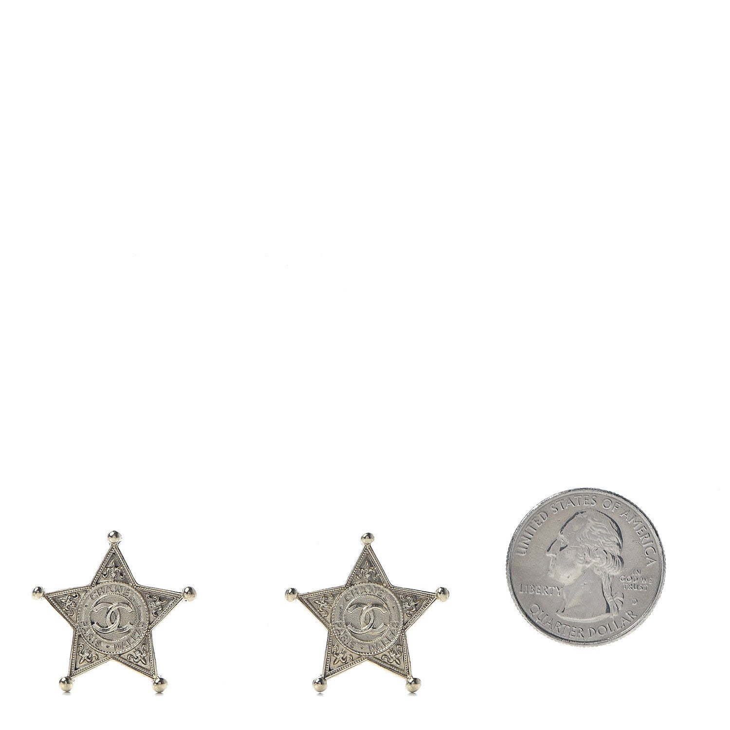 Chanel Metal Paris Dallas Star Stud Earrings Gold 2 of 5