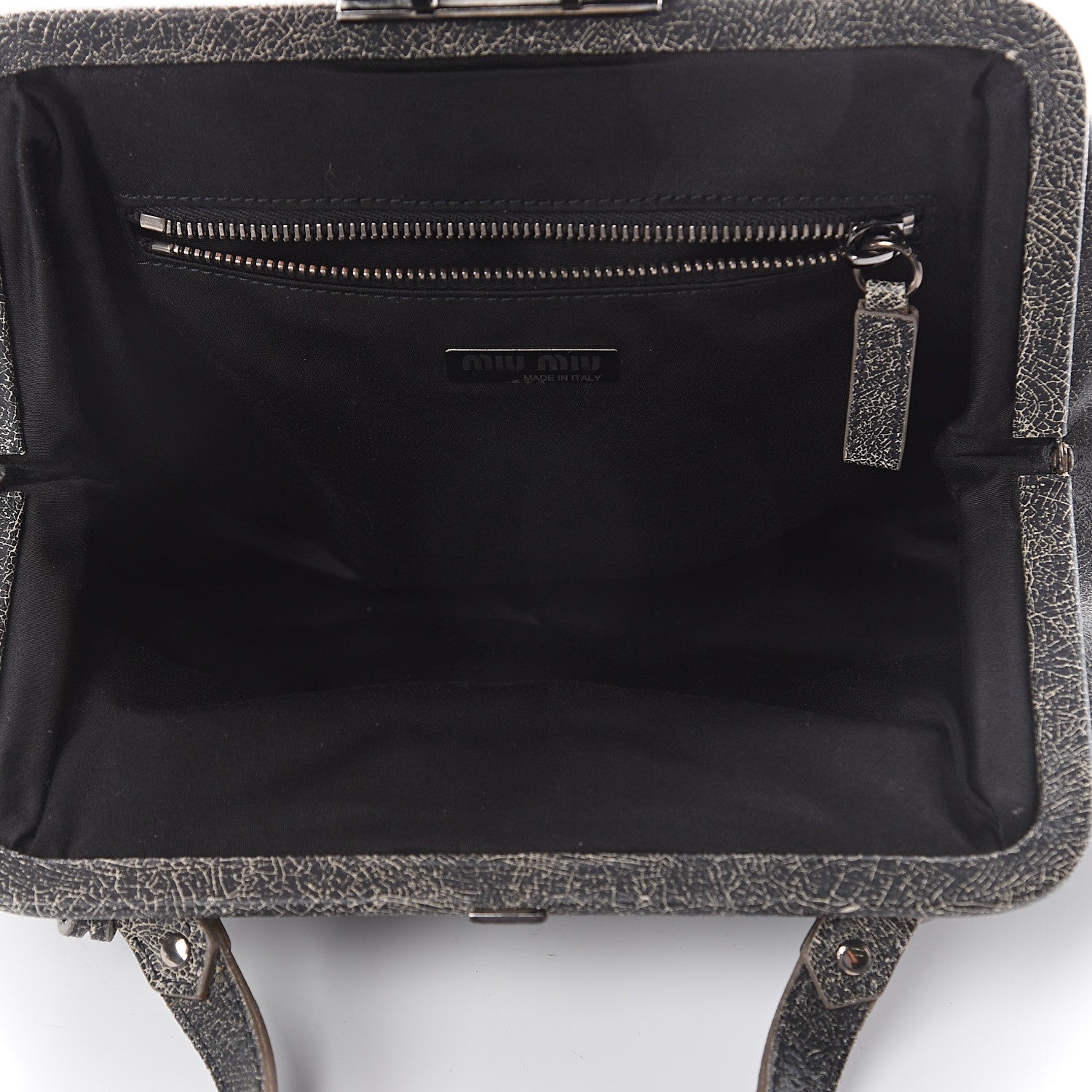 Miu Miu Calfskin Craquele Frame Shoulder Bag Black 4 of 8