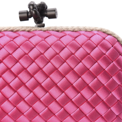 Bottega Veneta Satin Intreccio Impero Knot Clutch Rosa Shock 9 of 9