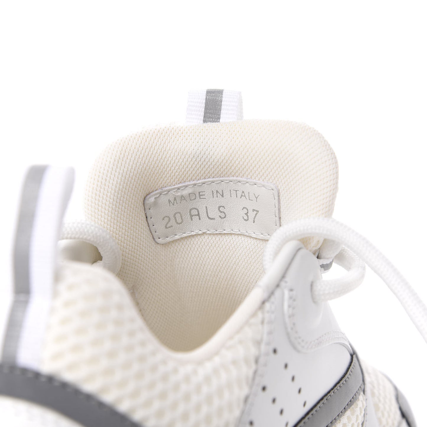 Technical Mesh Calfskin Mens B22 Sneakers 37 White
