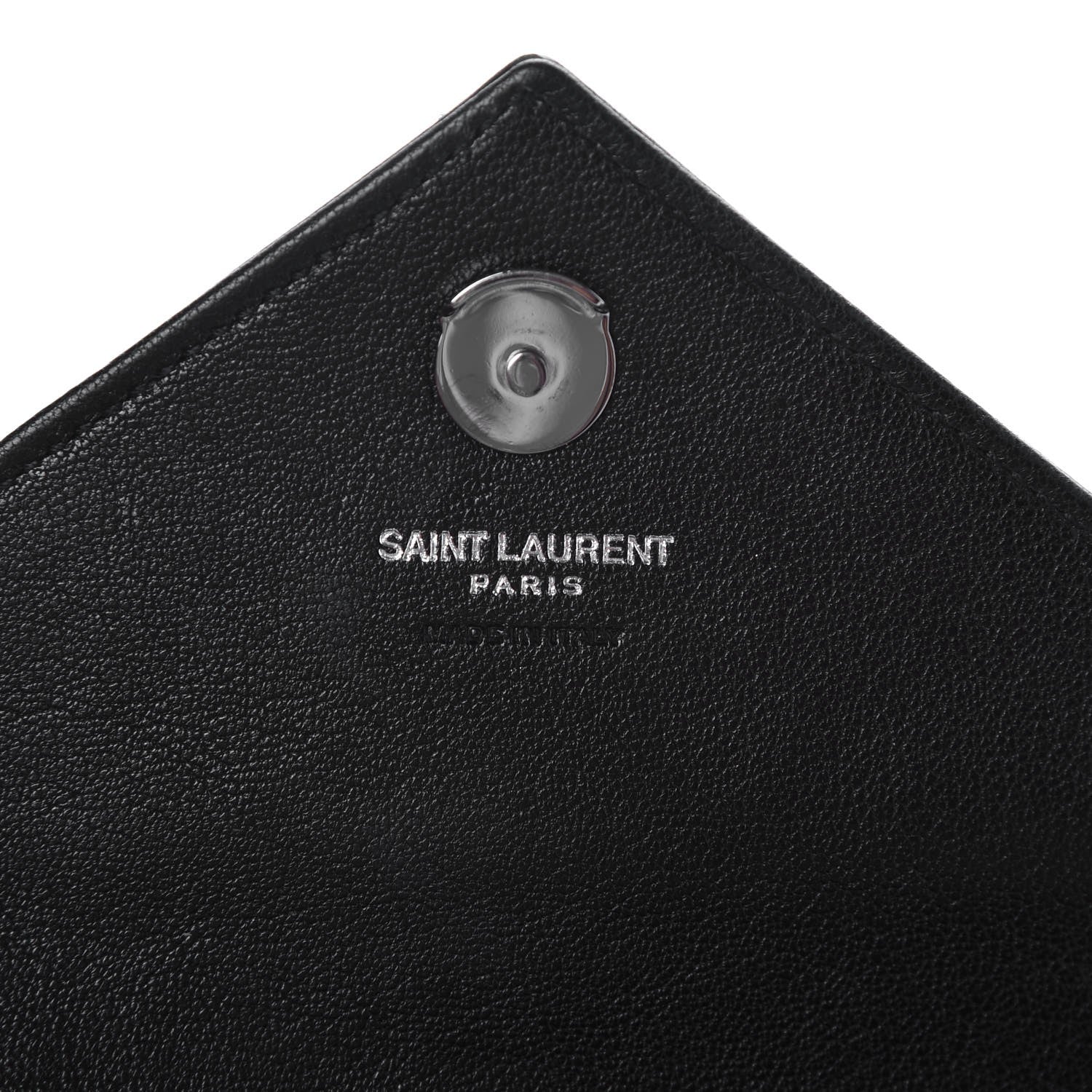 Saint Laurent Sheepskin Matelasse Chevron Monogram College Chain Wallet Black 7 of 8