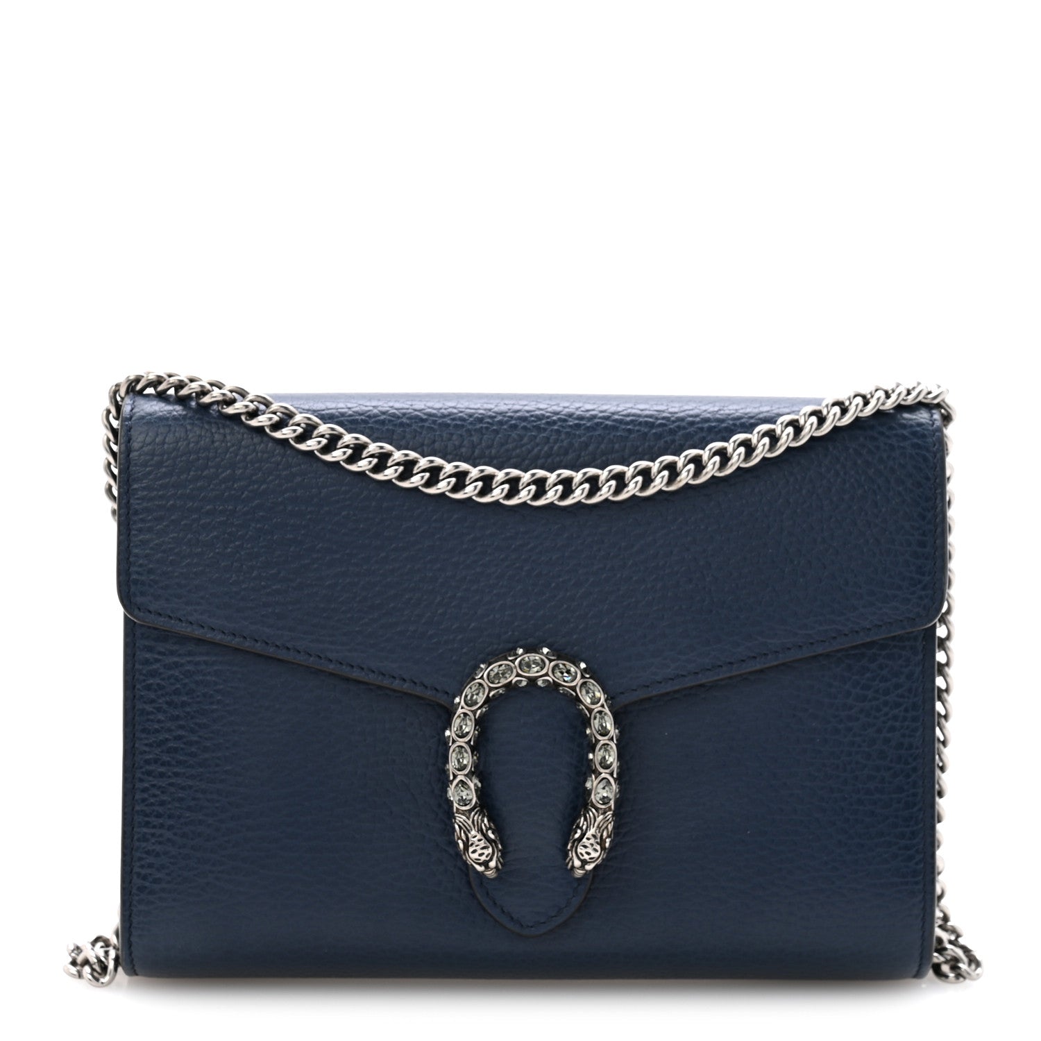 Gucci Dollar Calfskin Crystal Mini Dionysus Chain Wallet Blue Agata Black Diamond 1 of 10