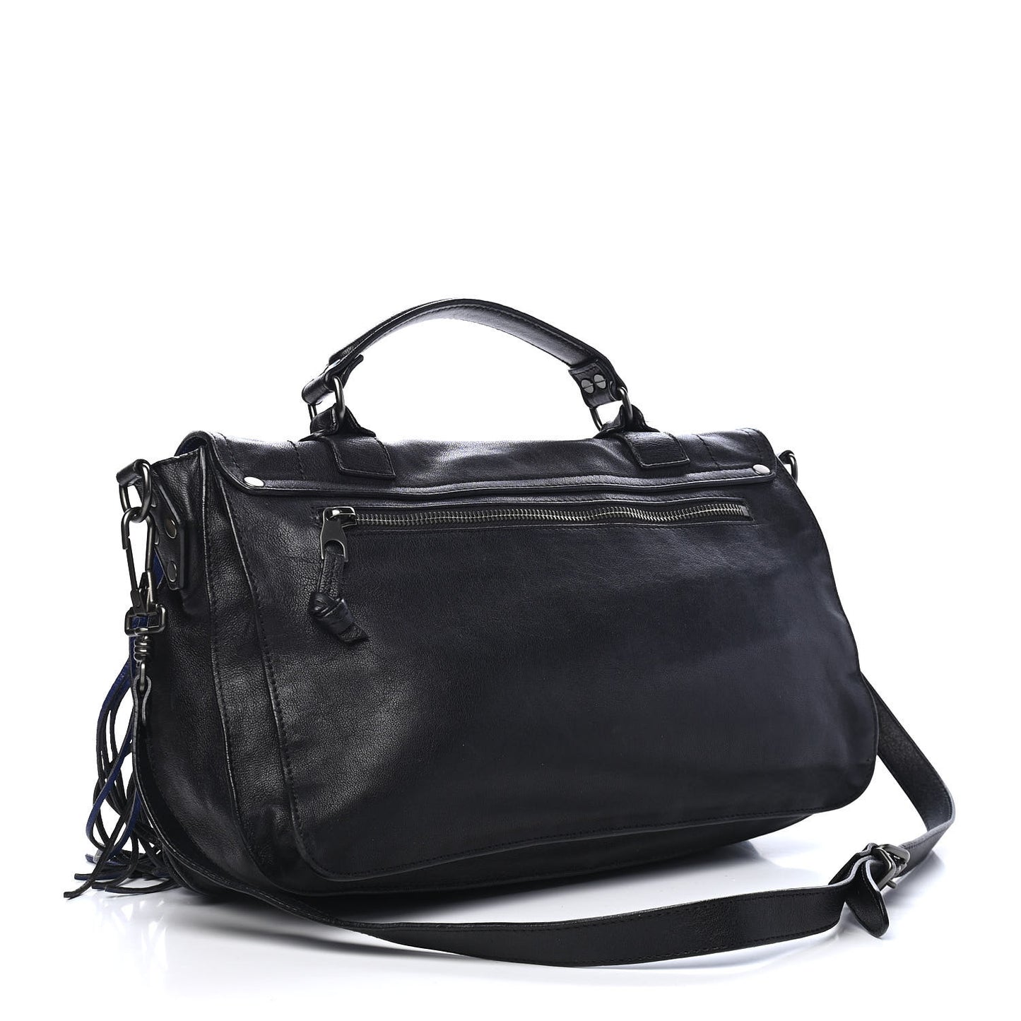 Lambskin Fringe Medium PS1 Satchel Black