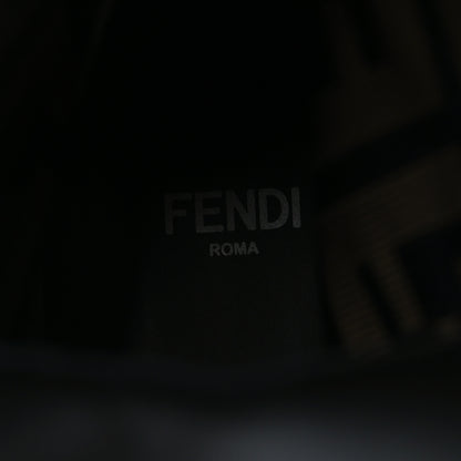 Fendi Calfskin Stretch Fabric FF Rockoko Biker Boots 37.5 Black Tobacco 7 of 7