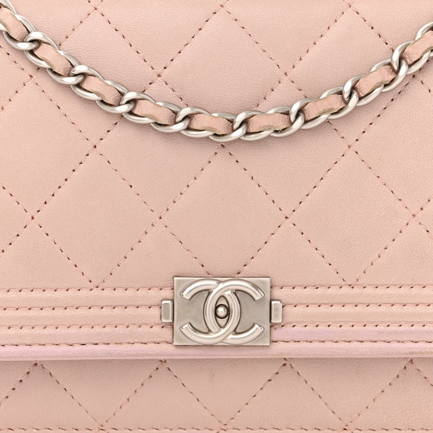 Chanel Lambskin Quilted Boy Wallet On Chain WOC Pink 9 of 13