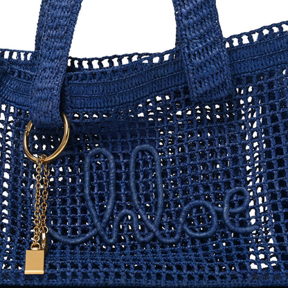 Chloe Raffia Summer Banana East West Tote Ashes Blue 7 of 9