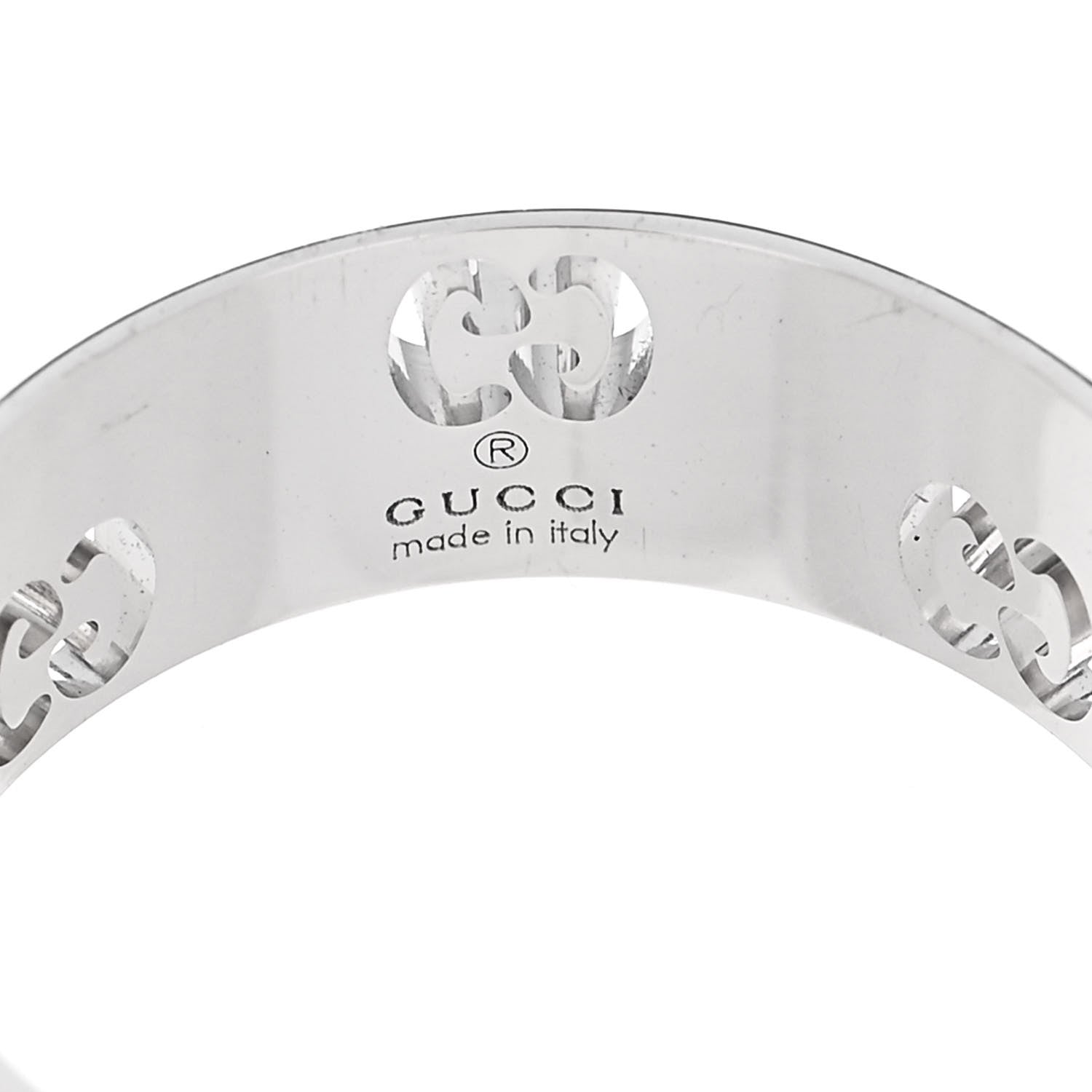 Gucci 18K White Gold 6mm Icon Band Ring 49 4.75 4 of 7