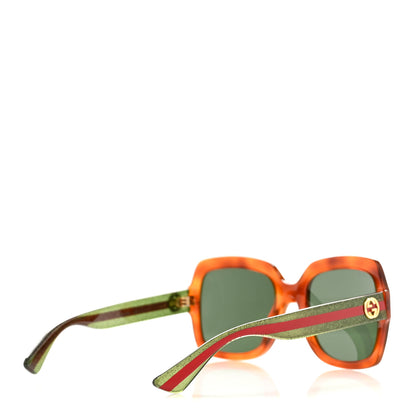 Gucci Acetate Square Frame Web Glitter Sunglasses GG0036S Black Green 4 of 9