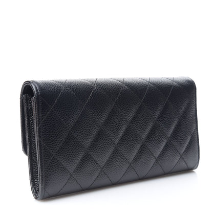 Chanel Caviar Quilted Large Gusset Flap Wallet Black 2 of 7