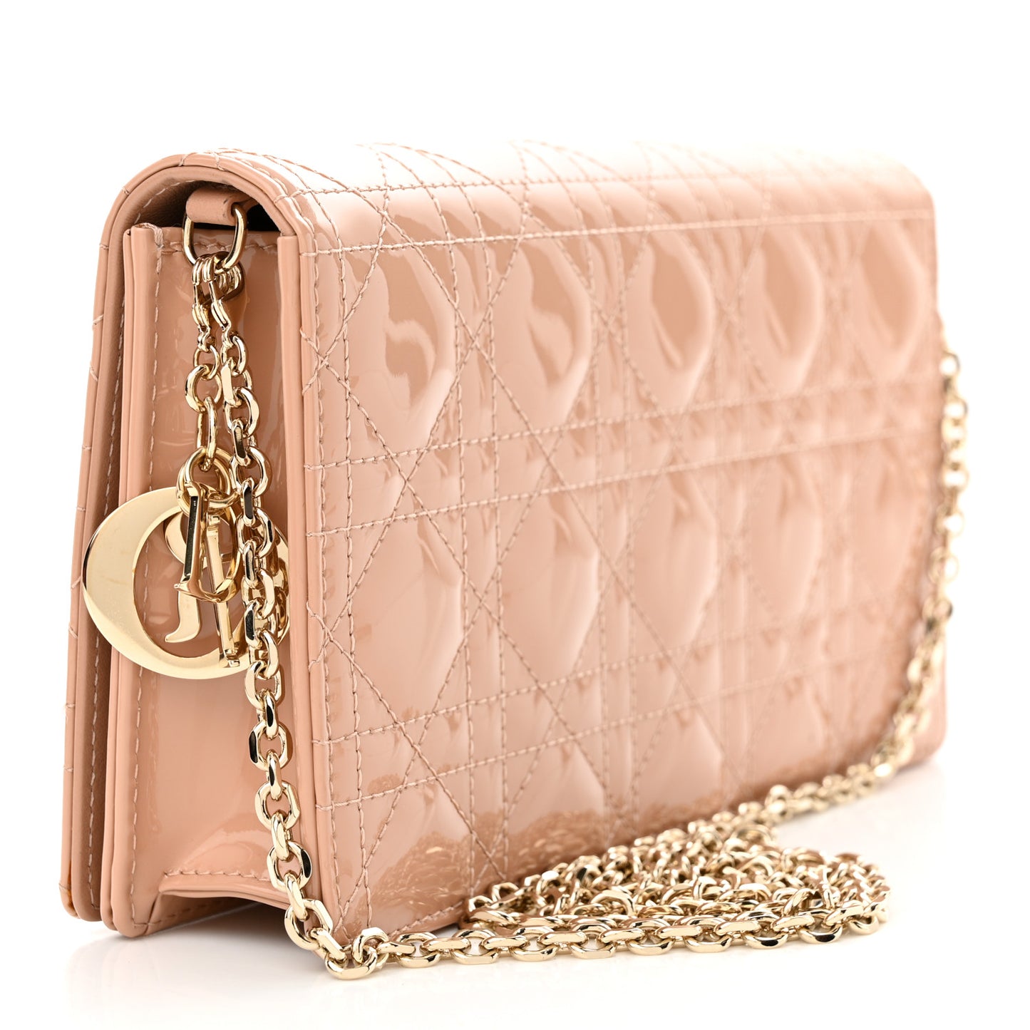 Patent Cannage Lady Dior Convertible Clutch Beige